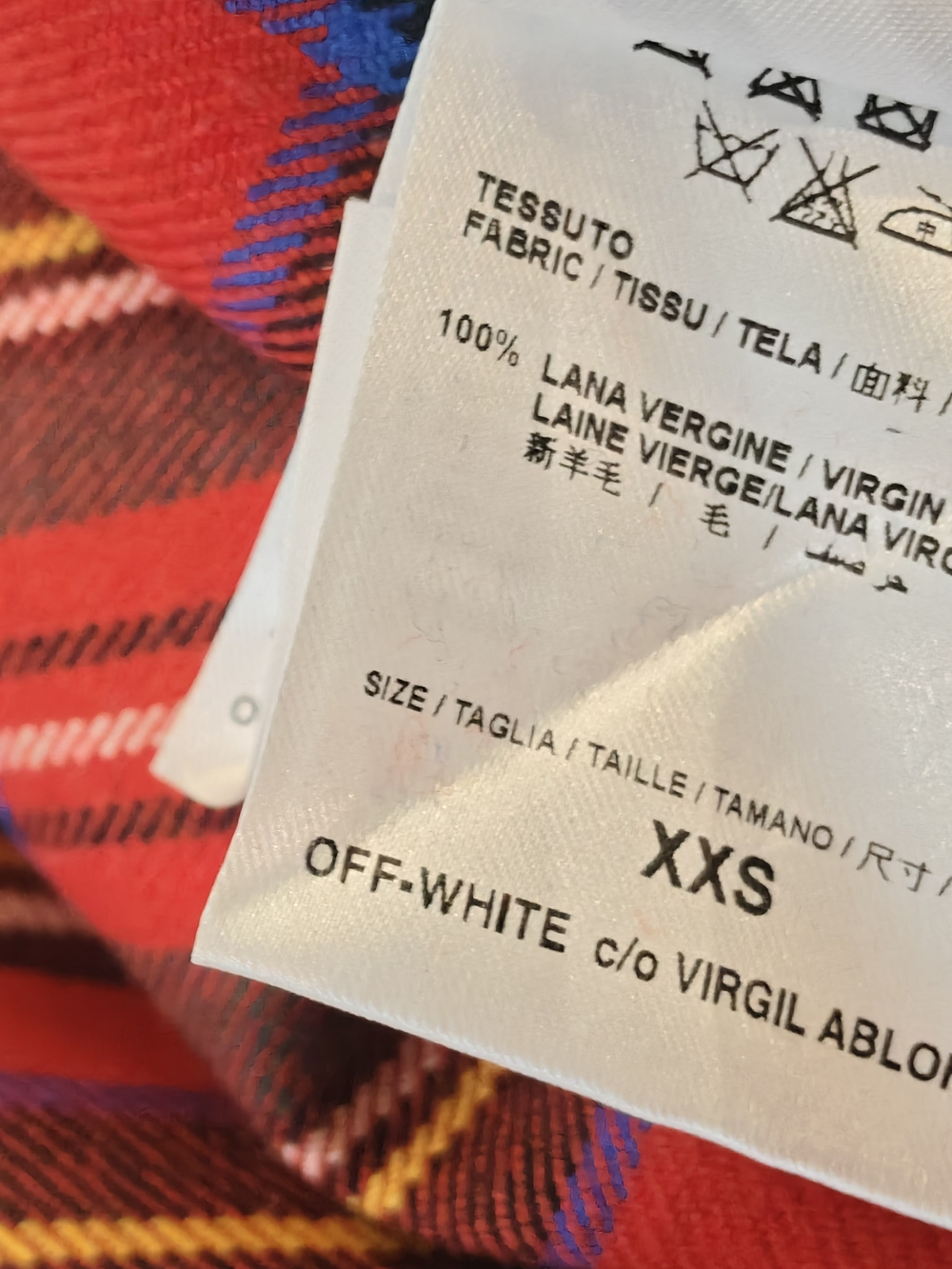 Off-White Red Plaid Button-Up Shirt - Picture 7 of 11
